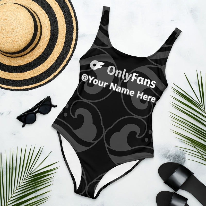 Onlyfans Dive into Desire: Your Customized Personalized Onlyfans One-Piece Swimsuit in Sultry Grey