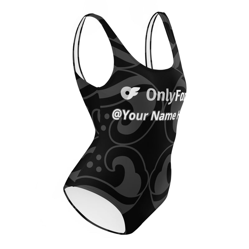 Onlyfans Dive into Desire: Your Customized Personalized Onlyfans One-Piece Swimsuit in Sultry Grey