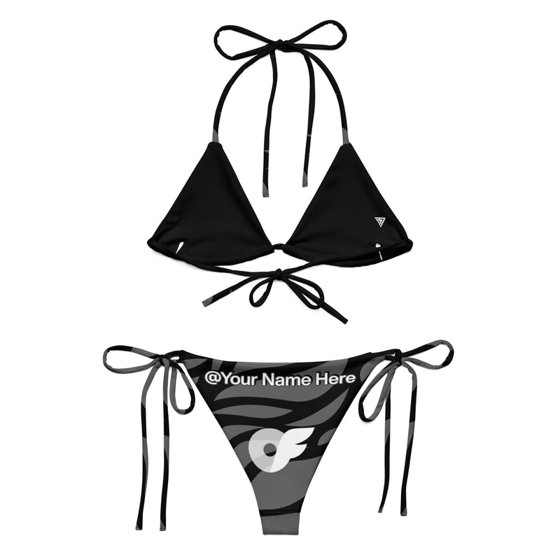 Onlyfans Sun, Sand, and Sexy: Custom Personalized Name Greyscale Eco string bikini