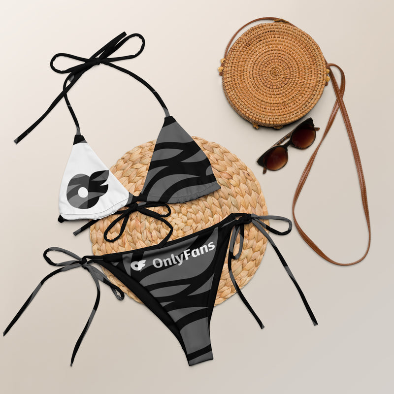 Onlyfans Sun, Sand, and Sexy: Custom Personalized Name Greyscale Eco string bikini