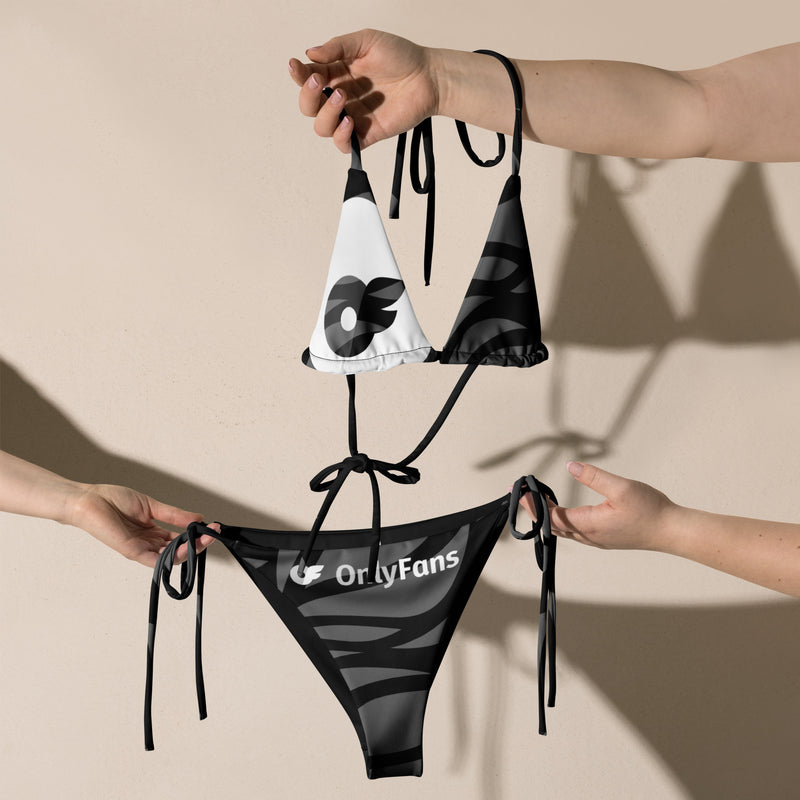 Onlyfans Sun, Sand, and Sexy: Custom Personalized Name Greyscale Eco string bikini