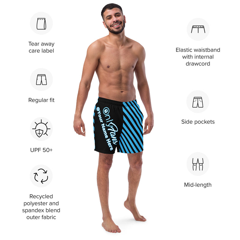 Onlyfans Personalized Custom Name Luxury Eco Men's swim trunks | Swim Shorts | Sexy Beach Attire | Content Creator