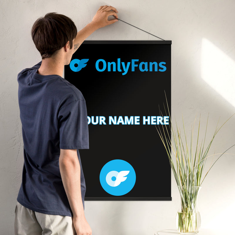 Onlyfans Hang Me Up and Watch Me Shine: The OnlyFans Personalized Custom Name Logo Poster with Natural Wood Hangers